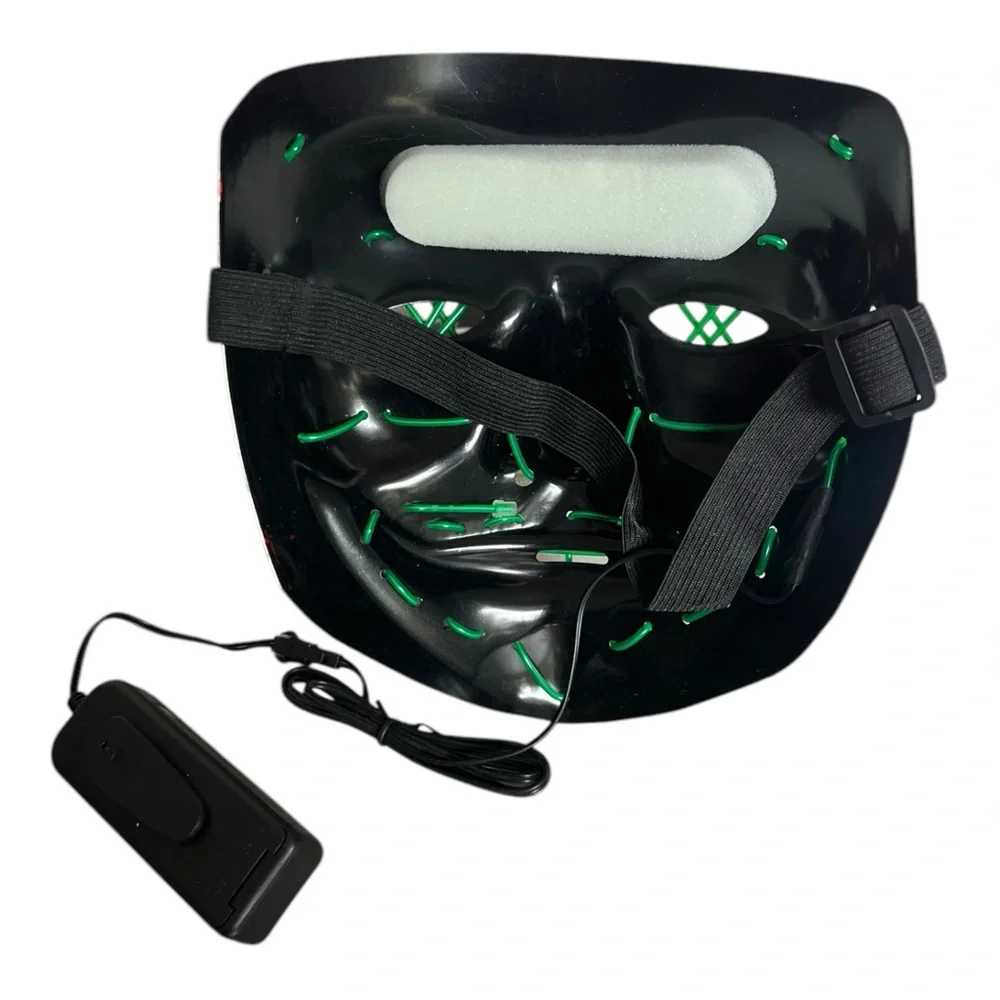 Green Masks Halloween LED Mask Light Up Festival Cosplay Glow in Dark